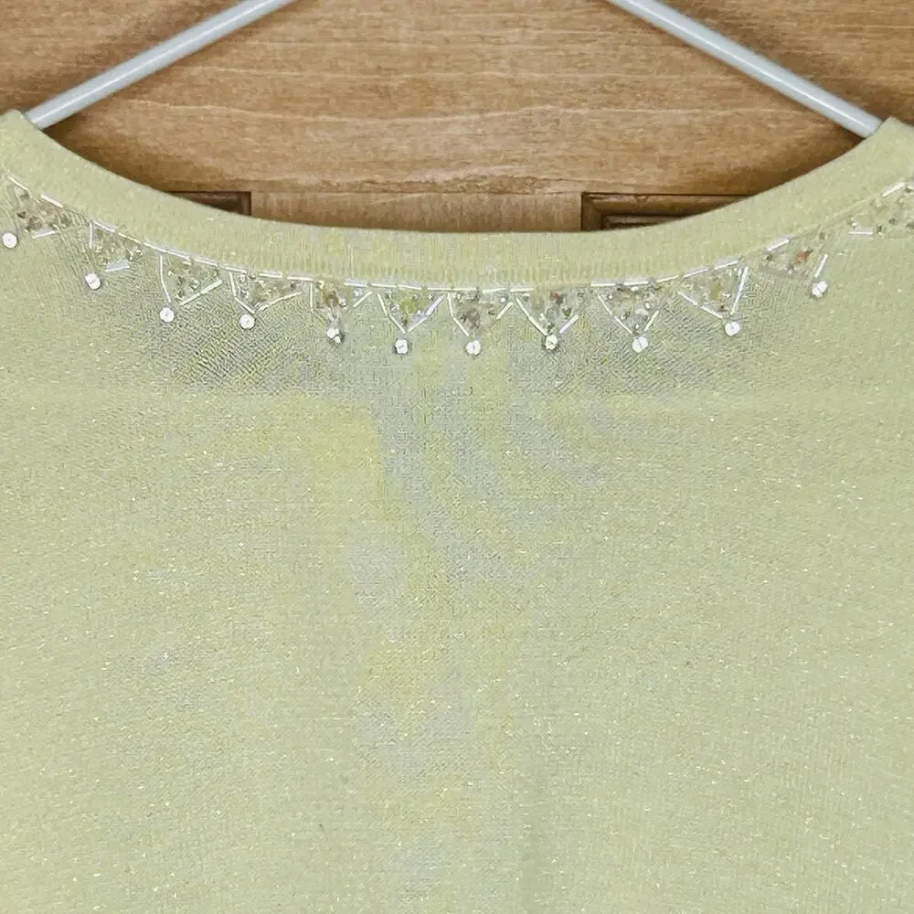 Bob Mackie Cardigan 1X Yellow Beads Sequins Sparkle Buttons Art to Wear‎ Sweater